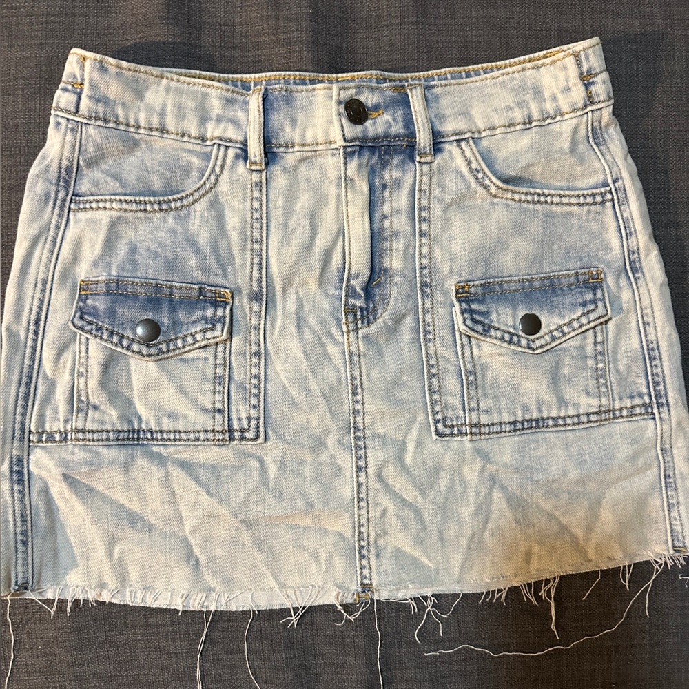 Aerie Light Blue Denim Skirt